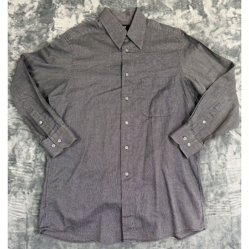 Hugo Boss Men’s Long Sleeve Shirt Gray Micro Stripe 15.5 32/33